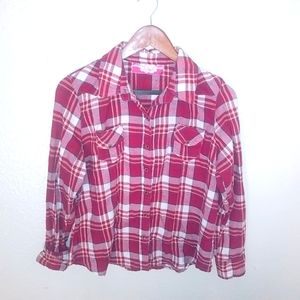 Raquel S/M Flannel Red Plaid Top